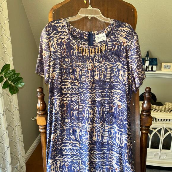 Vtg 1990s Maxi Dress LONG Jeffrey Dara Size Flowy wood beads boho hippie L/XL - Picture 2 of 13